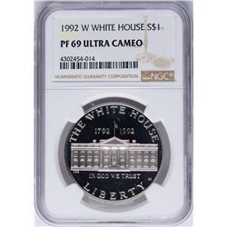 1992-W $1 White House Commemorative Silver Dollar Coin NGC PF69 Ultra Cameo