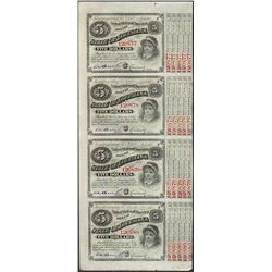 Uncut Sheet of (4) State of Louisiana Baby Bond Obsolete Notes