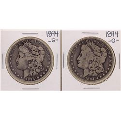 Lot of 1894-O & 1894-S $1 Morgan Silver Dollar Coins
