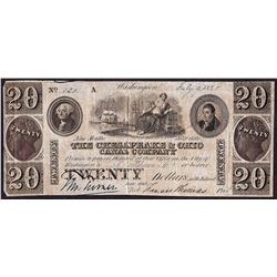 1840 $20 Chesapeake & Ohio Canal Company Obsolete Note