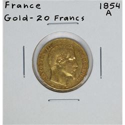 1854-A France 20 Francs Gold Coin