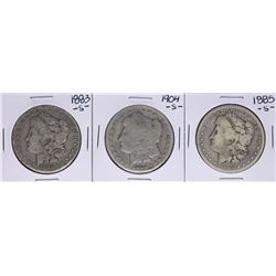 Lot of 1883-S, 1885-S, & 1904-S $1 Morgan Silver Dollar Coins