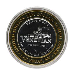 .999 Silver The Venetian Las Vegas, NV $10 Casino Limited Edition Gaming Token