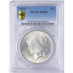 1923 $1 Peace Silver Dollar Coin PCGS MS65