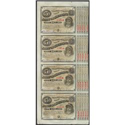 Uncut Sheet of (4) State of Louisiana Baby Bond Obsolete Notes