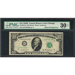 1950B $10 Federal Reserve Note ERROR Offset Printing PMG Very Fine 30EPQ