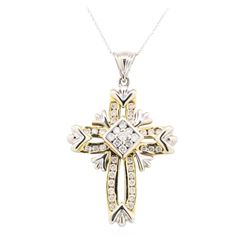 14KT White and Yellow Gold 1.50 ctw Diamond Pendant & Chain