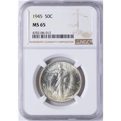 1945 Walking Liberty Half Dollar Coin NGC MS65