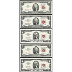 Lot of (5) 1963 $2 Legal Tender STAR Notes