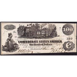 1862 $100 Confederate States of America Note T-41