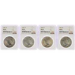 Lot of 1922-1925 $ Peace Silver Dollar Coins NGC MS64