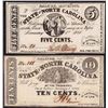Image 1 : Lot of 1866 Five & Ten Cents State of North Carolina Obsolete Notes