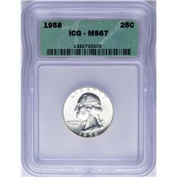 1958 Washington Quarter Coin ICG MS67