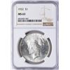 Image 1 : 1922 $1 Peace Silver Dollar Coin NGC MS63