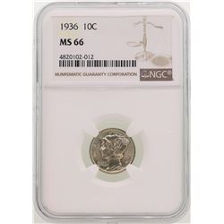 1936 Mercury Dime Coin NGC MS66