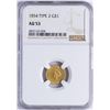 Image 1 : 1854 Type 2 $1 Princess Head Gold Dollar Coin NGC AU53