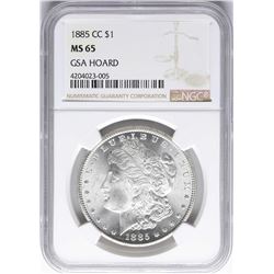 1885-CC $1 Morgan Silver Dollar Coin NGC MS65 GSA Hoard