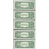 Image 2 : Lot of (5) Consecutive 1957 $1 Silver Certificate Notes