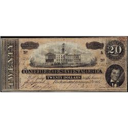 1864 $20 Confederate States of America Note