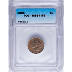 1886 Indian Head Cent Coin ICG MS64RB