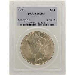 1923 $1 Peace Silver Dollar Coin PCGS MS64