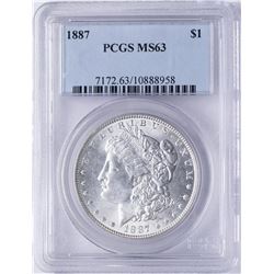 1887 $1 Morgan Silver Dollar Coin PCGS MS63