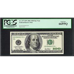 2001 $100 Federal Reserve STAR Note PCGS Gem New 66PPQ