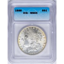 1888 $1 Morgan Silver Dollar Coin ICG MS65