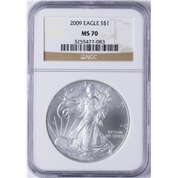 2009 $1 American Silver Eagle Dollar Coin NGC MS70