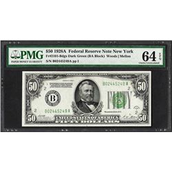 1928A $50 Federal Reserve Note Fr.2101-Bdgs PMG Choice Uncirculated 64EPQ