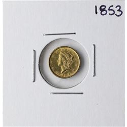 1853 $1 Liberty Head Gold Dollar Coin