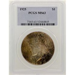 1925 $1 Peace Silver Dollar Coin PCGS MS63