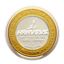 .999 Silver Harvey's Lake Tahoe, Nevada $10 Casino Gaming Token Limited Edition