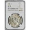 Image 1 : 1928 $1 Peace Silver Dollar Coin NGC MS62