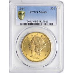 1904 $20 Liberty Head Double Eagle Gold Coin PCGS MS65