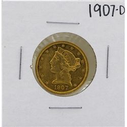 1907-D $5 Liberty Head Half Eagle Gold Coin