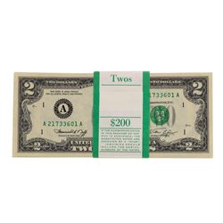 Pack of (100) Consecutive 1976 $2 Federal Reserve Notes Boston