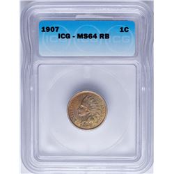 1907 Indian Head Cent Coin ICG MS64RB