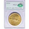 Image 1 : 1924 $20 St. Gaudens Double Eagle Gold Coin PCGS MS62 CAC Old Rattler Holder