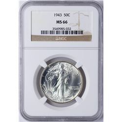1943 Walking Liberty Half Dollar Coin NGC MS66