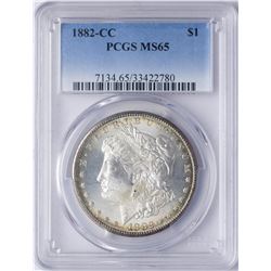1882-CC $1 Morgan Silver Dollar Coin PCGS MS65 Nice Toning
