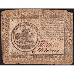 May 9, 1776 $5 Continental Currency Note