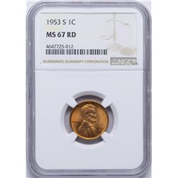 1953-S Lincoln Wheat Cent Coin NGC MS67RD