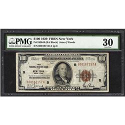 1929 $100 Federal Reserve Bank of New York Fr.1890-B PMG Very Fine 30