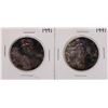 Image 1 : Lot of (2) 1991 $1 American Silver Eagle Coins