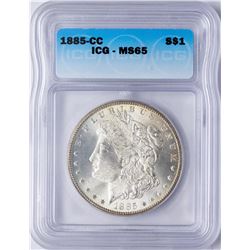 1885-CC $1 Morgan Silver Dollar Coin ICG MS65