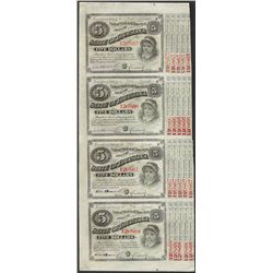 Uncut Sheet of (4) State of Louisiana Baby Bond Obsolete Notes