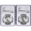 Image 1 : Lot of 1922-1923 $ Peace Silver Dollar Coins NGC MS63