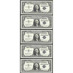 Lot of (5) Consecutive 1957B $1 Silver Certificate Notes