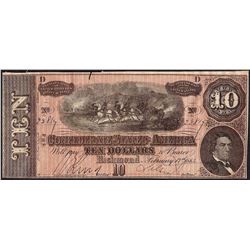 1864 $10 Confederate States of America Note